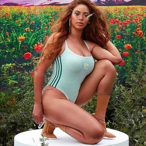 IVY PARK green knit thong bodysuit